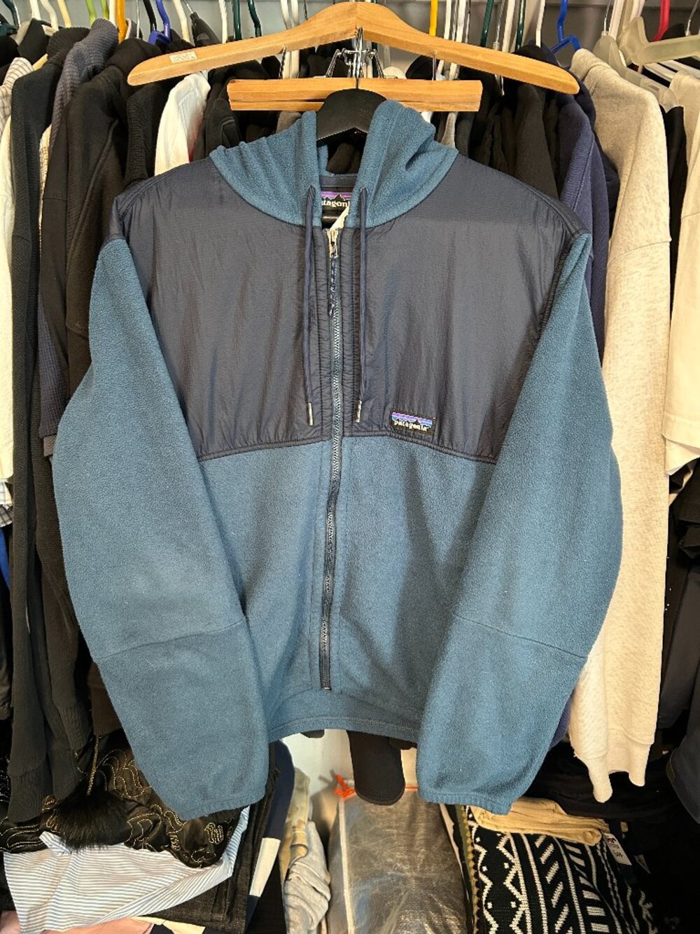 Patagonia Blue Fleece Zip-up Gorpcore Outdoor Hoodie - Size M Fit S